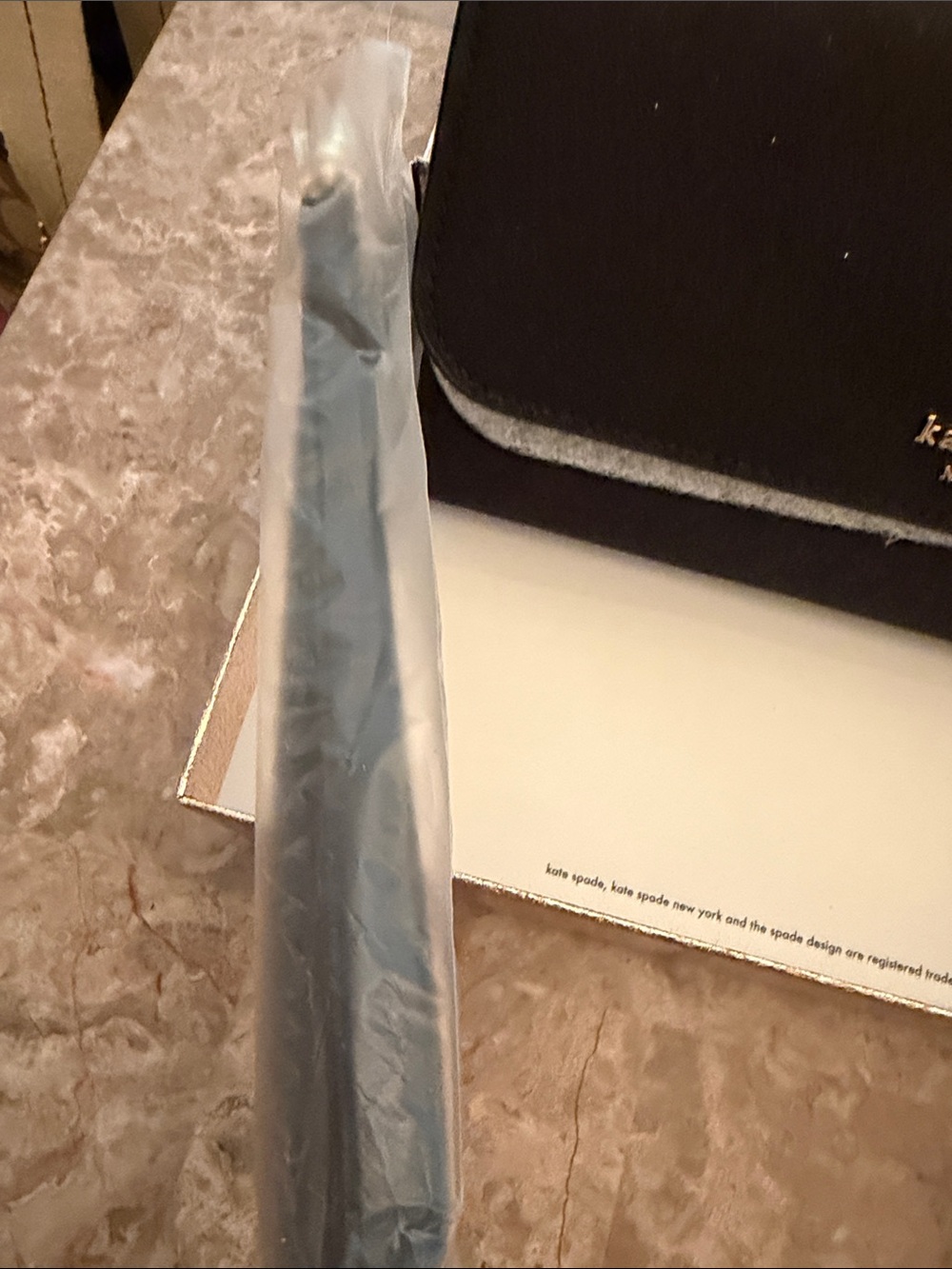 kate spade NWT Black Leather Wallet Wristlet with Gold Logo NIB - Picture 8 of 17